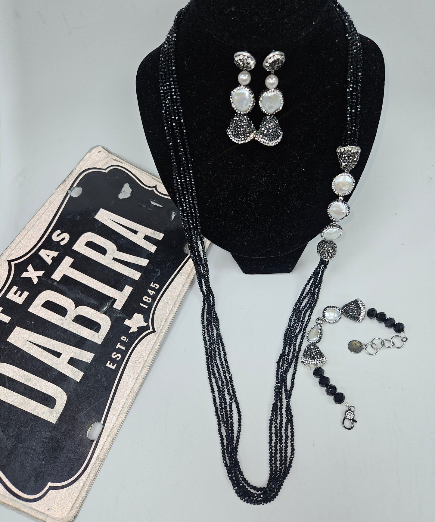 Crystals with freshwater pearls