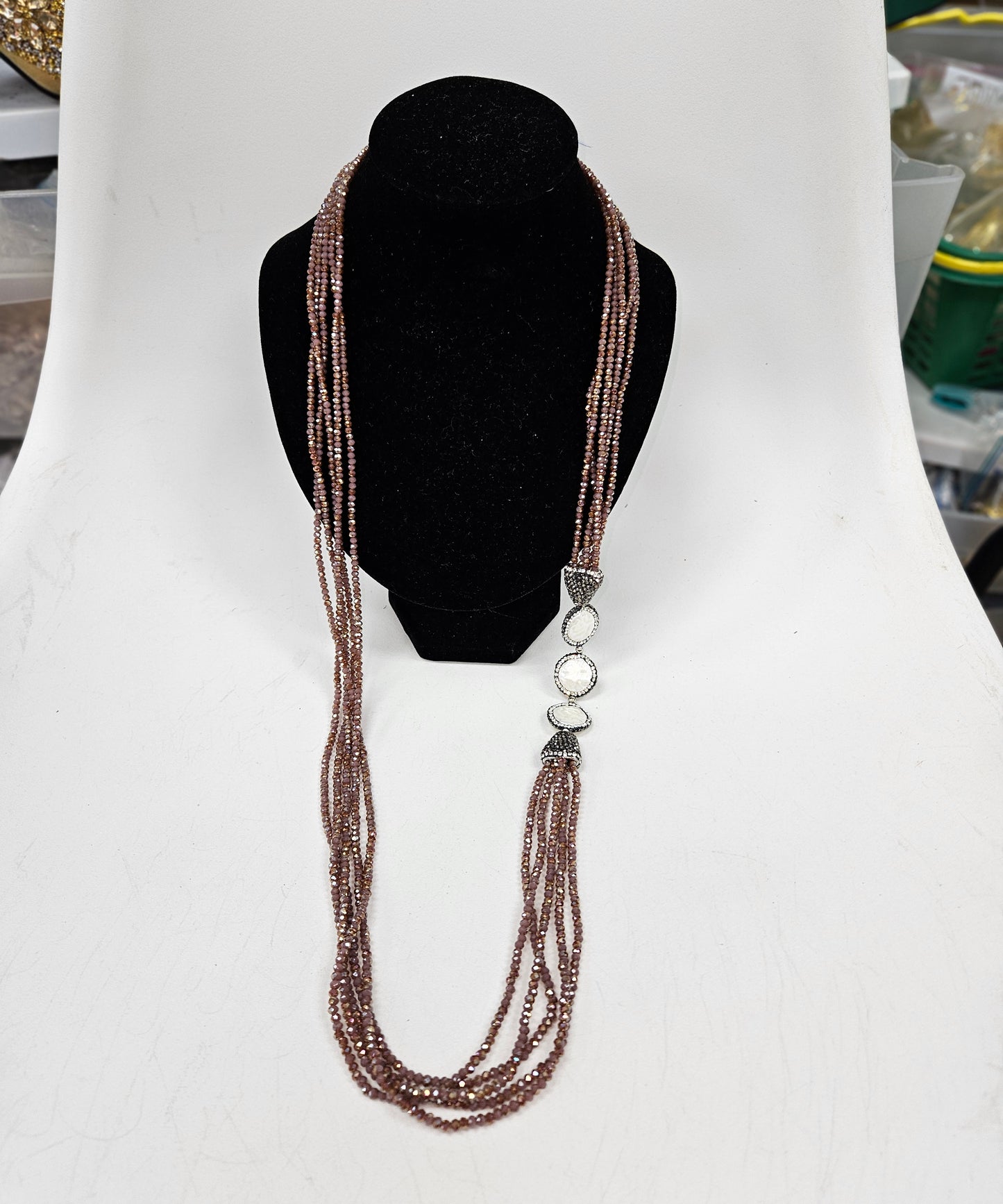Crystals with freshwater pearls